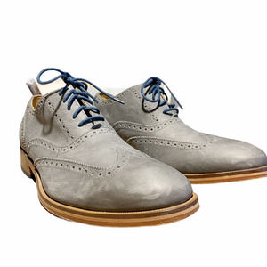 Cole Haan Gray Wingtip Oxfords with Blue Laces